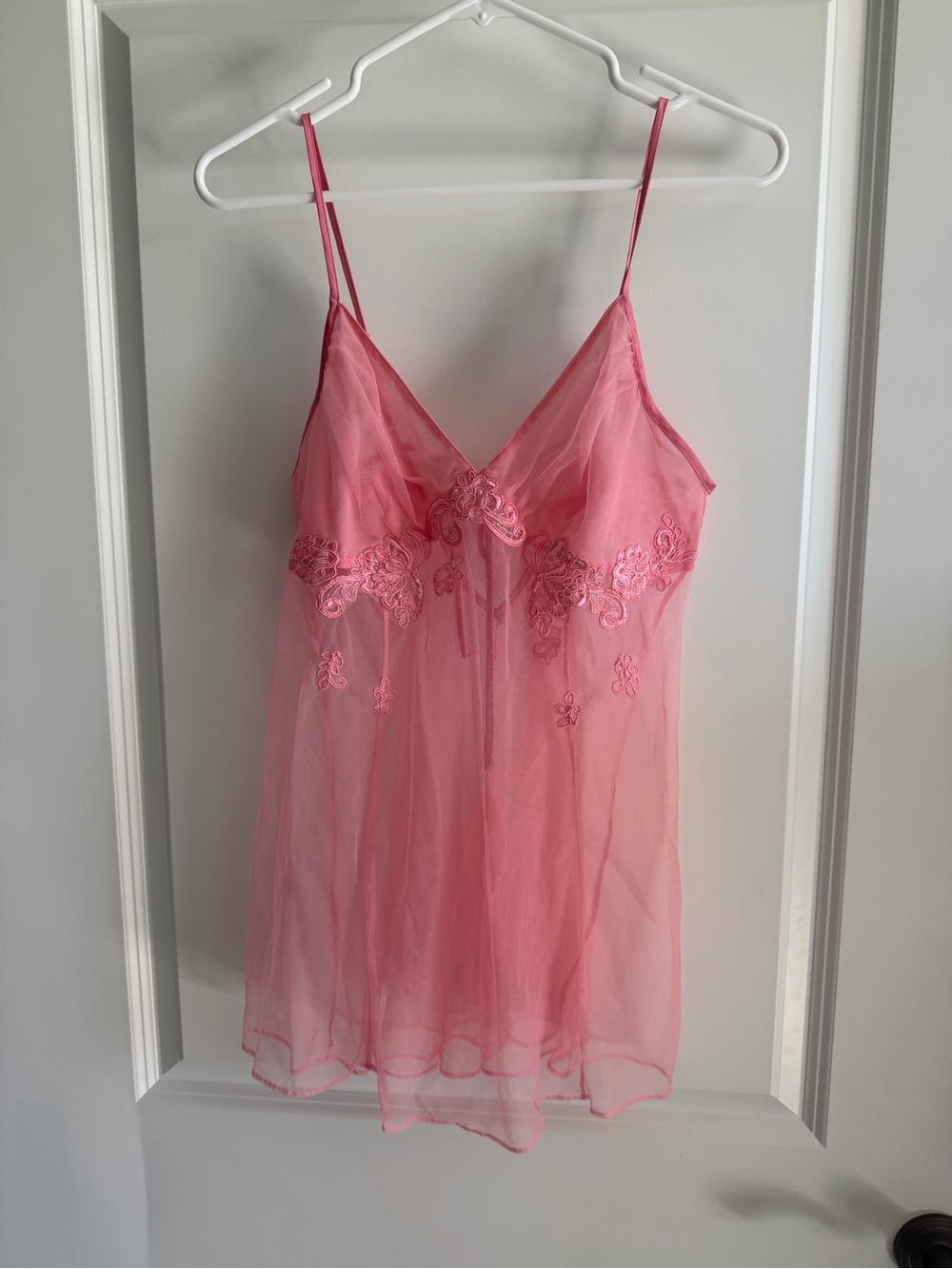 Victoria's Secret Pink Sheer Floral Lace Chemise